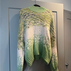 AERIE green patterned high neck fold over sweater size XXL